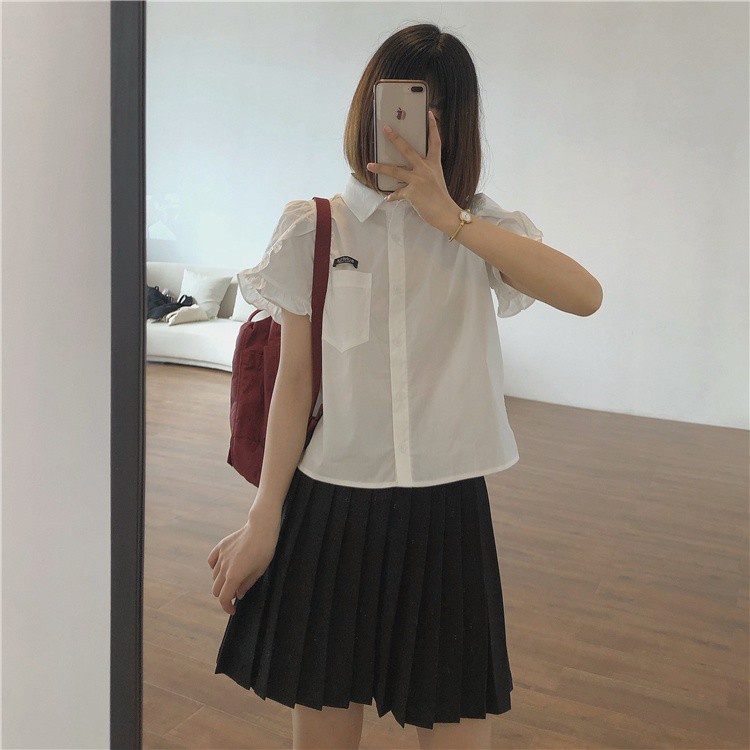 SUXI Áo sơ mi tay ngắn cổ chữ V màu trơn phong cách mùa hè thời trang cho nữ | BigBuy360 - bigbuy360.vn