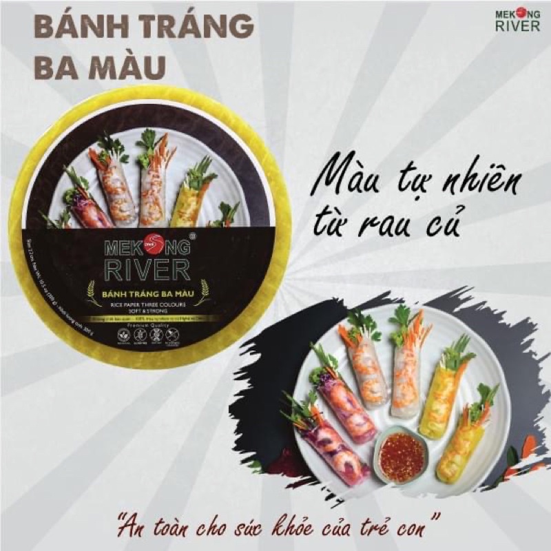 Bánh Tráng Gạo Lứt Huyết Rồng Mekong River 300gr, Bánh Tráng 3 Màu Beorganic Eat Clean, Healthy Dành Cho Người Ăn Kiêng
