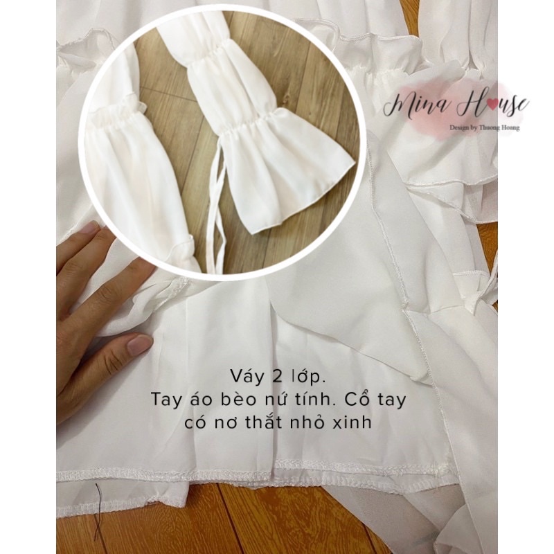 Váy babydoll trắng xếp tầng / mina’s house