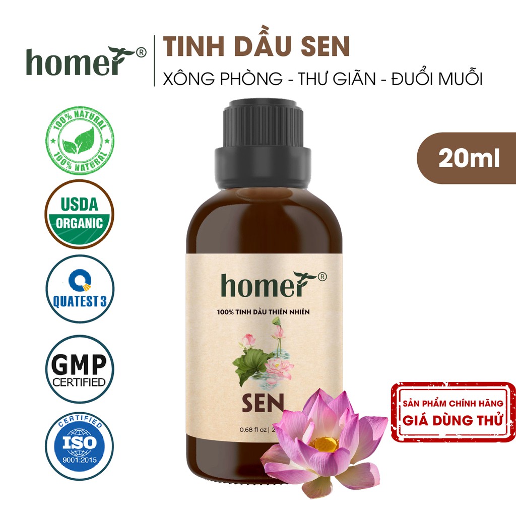 Tinh dầu Sen Việt Nam Homer - Lotus Essential Oil - đạt chuẩn chất lượng kiểm định