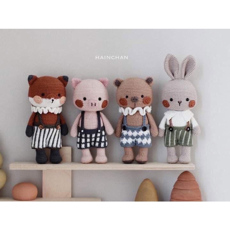 Thú Nhồi Bông Cáo - Heo - Gấu - Thỏ Làm Bằng Len An Toàn Cho Bé  - Thú Bông Len Handmade Đan Móc Bằng Thủ Công Bằng Tay