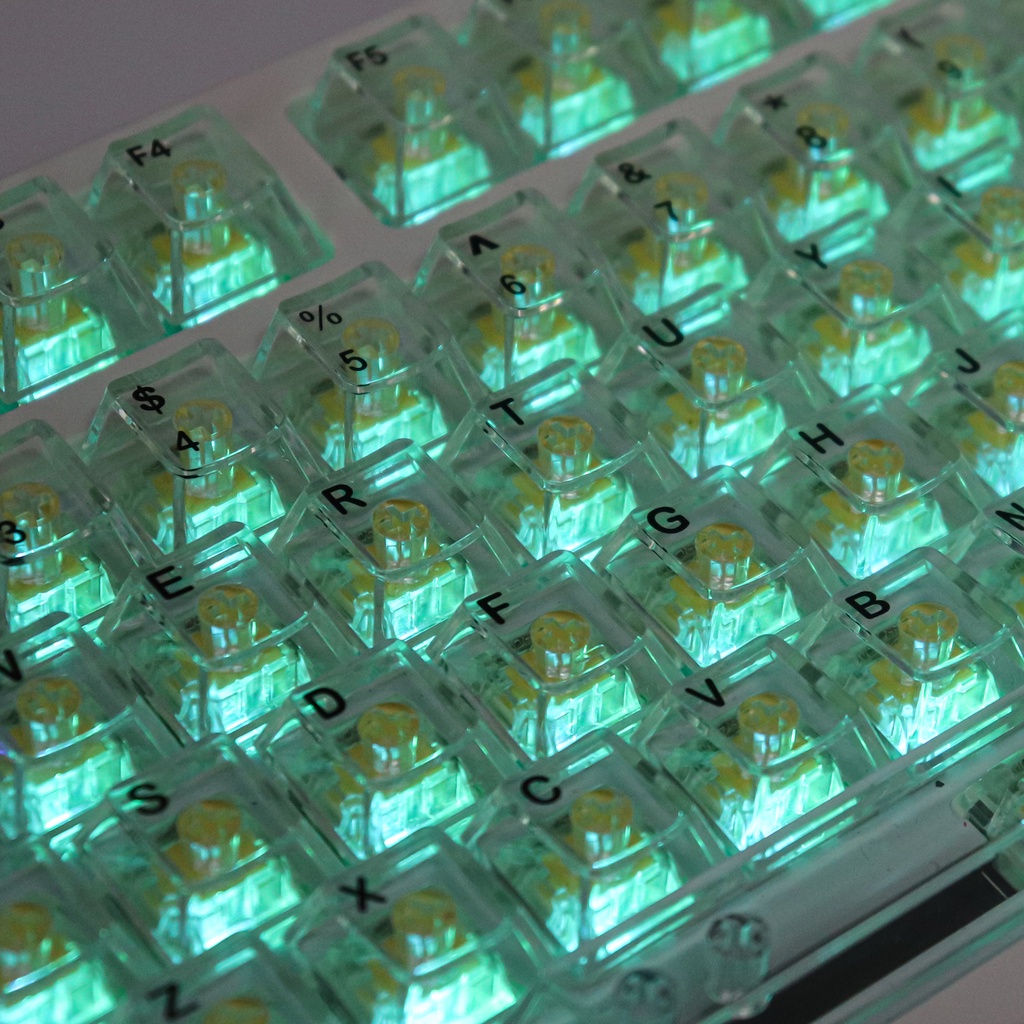 Keycaps 137 Phím Clear Crystal Keycaps Dye-Thăng hoa Keycaps tùy chỉnh Cherry Profile Alice cho Cherry Gateron MX Công tắc bàn phím cơ