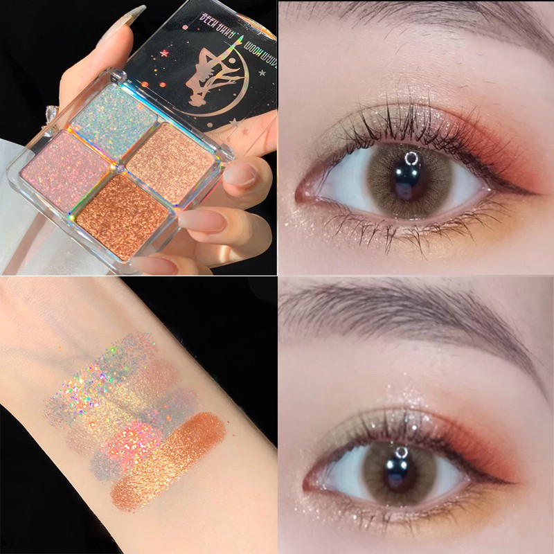 [Hàng mới về] Bảng Phấn Mắt Bốn Màu Ánh Ngọc Trai Lấp Lánh Không Thấm Nước Trang Điểm Xinh Xắn