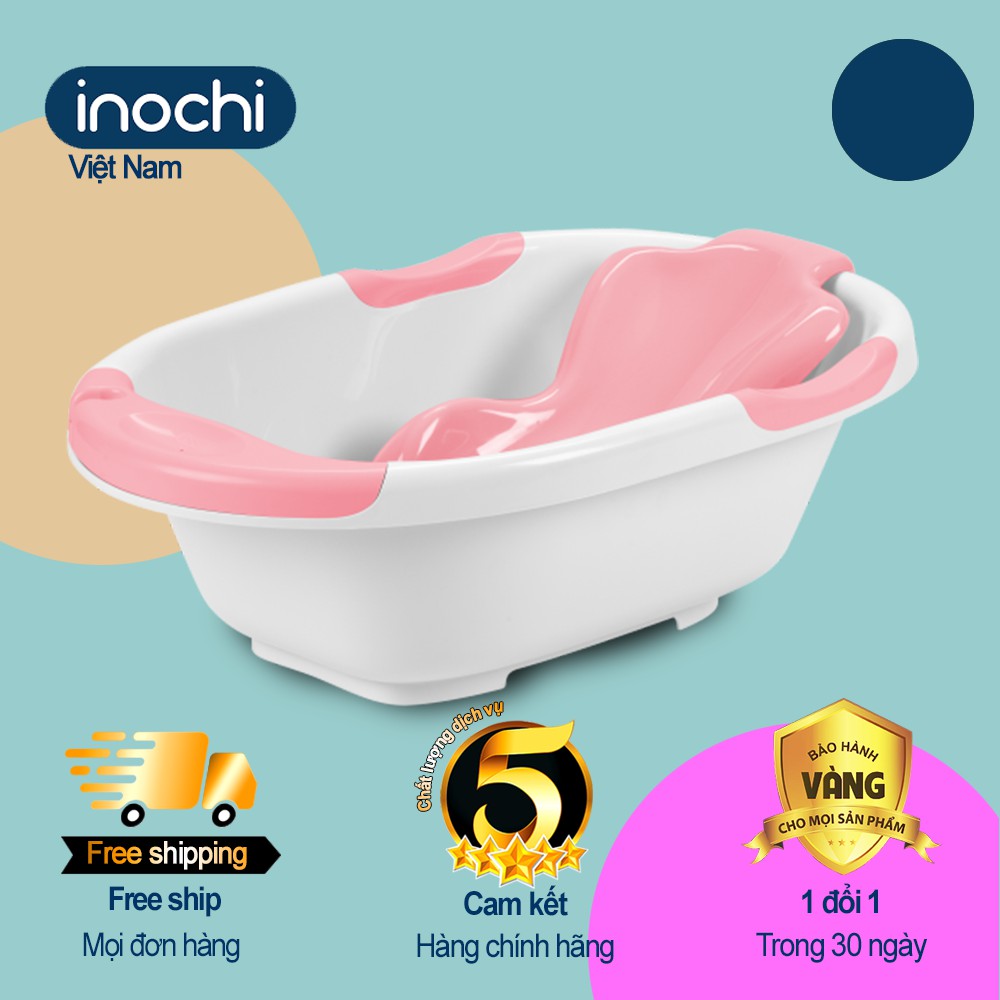 Chậu tắm cho bé -thau tắm cho bé inochi size to 120l cho bé từ sơ sinh đến 8 tuổi tặng thau rửa mặt tựa tắm gáo múc nước