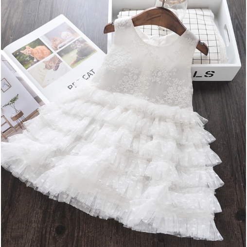 Đầm Công Chúa Phối Ren Lưới Thêu Hoa Xinh Xắn Thời Trang Mùa Hè Cho Bé Gái Thích hợp cho bé gái 2-6 tuổi