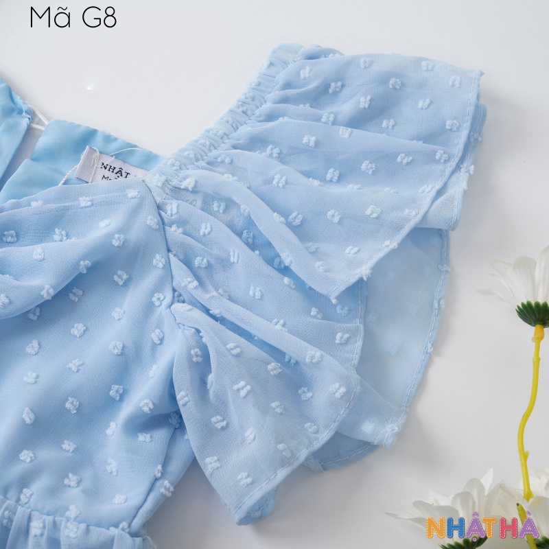 Váy bé gái mùa hè G8 thiết kế tay cánh tiên chất voan tơ 2 lớp size đại từ 12-45kg