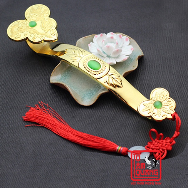 Đồ thờ cúng Gậy Như Ý đặt bàn thờ Thần Tài bằng đồng mạ vàng chiêu tài lộc - may mắn - giàu có- Vật phẩm phong thủy