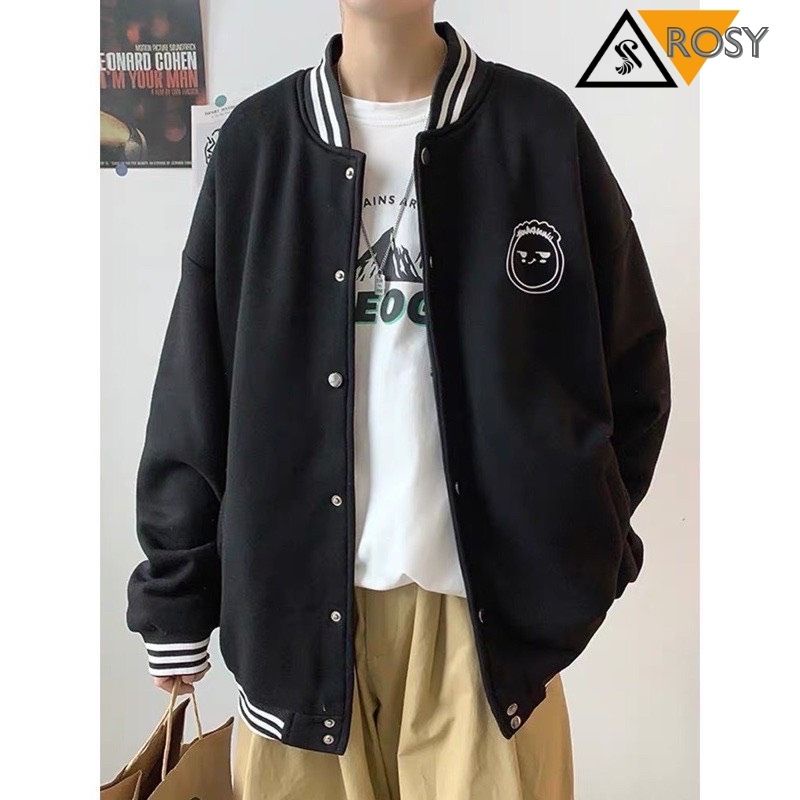 Áo khoác bomber nỉ unisex khóa zip oversize form rộng chất nỉ bông dày dặn nam nữ đều phù hợp