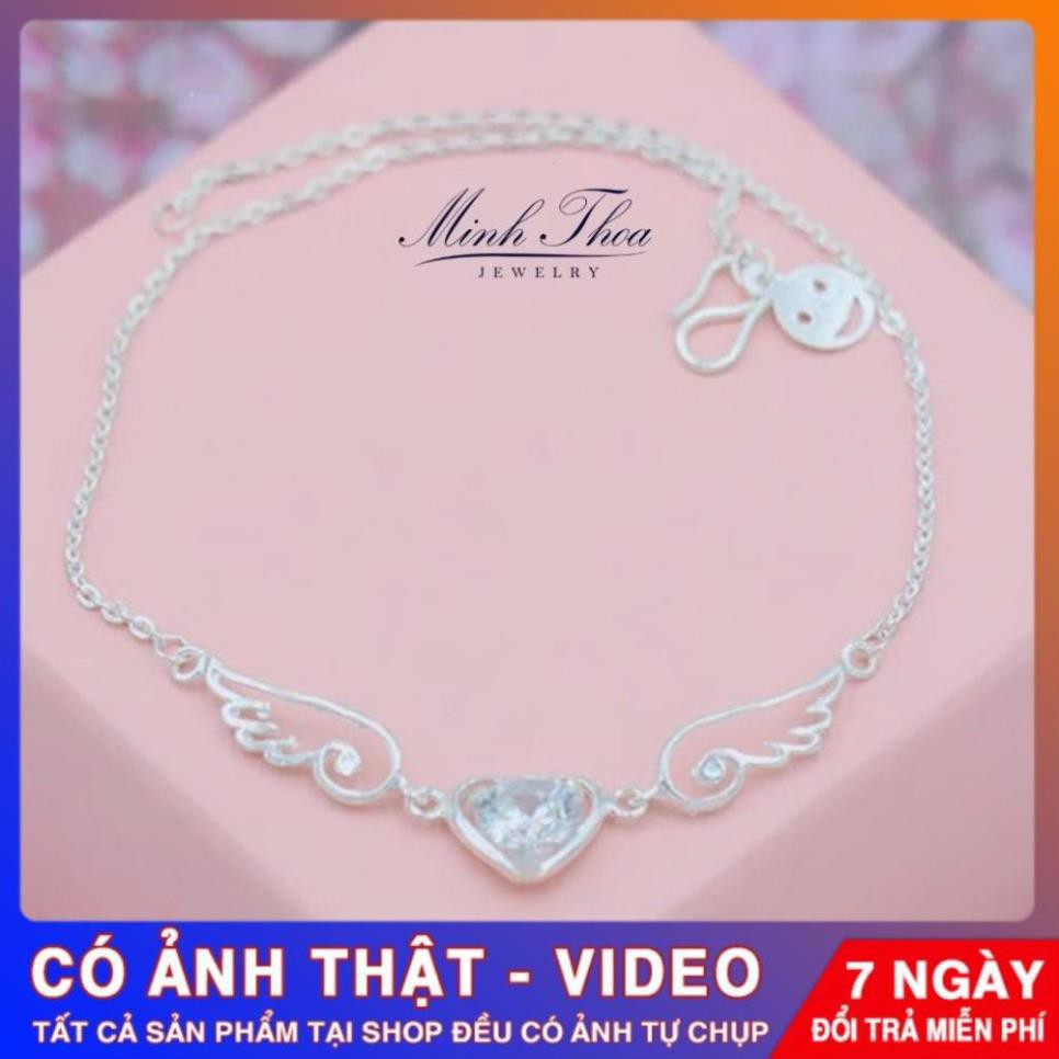 Lắc chân bạc đẹp, lắc chân nữ trang sức bạc cao cấp hình cánh thiên thần Tuấn Thoan JEWELRY
