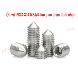 Ốc vít trí Inox 304 M3/M4 lục giác chìm đuôi nhọn