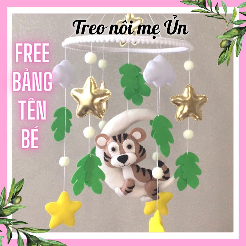 Đồ chơi treo nôi cho bé kích thích thị giác ảnh thật, có nhạc tự xoay mẫu SƯ TỬ VÀ SAO VÀNG