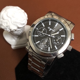 Đồng hồ nam dây thép thương hiệu agnes b máy seiko chronograph nhật bản