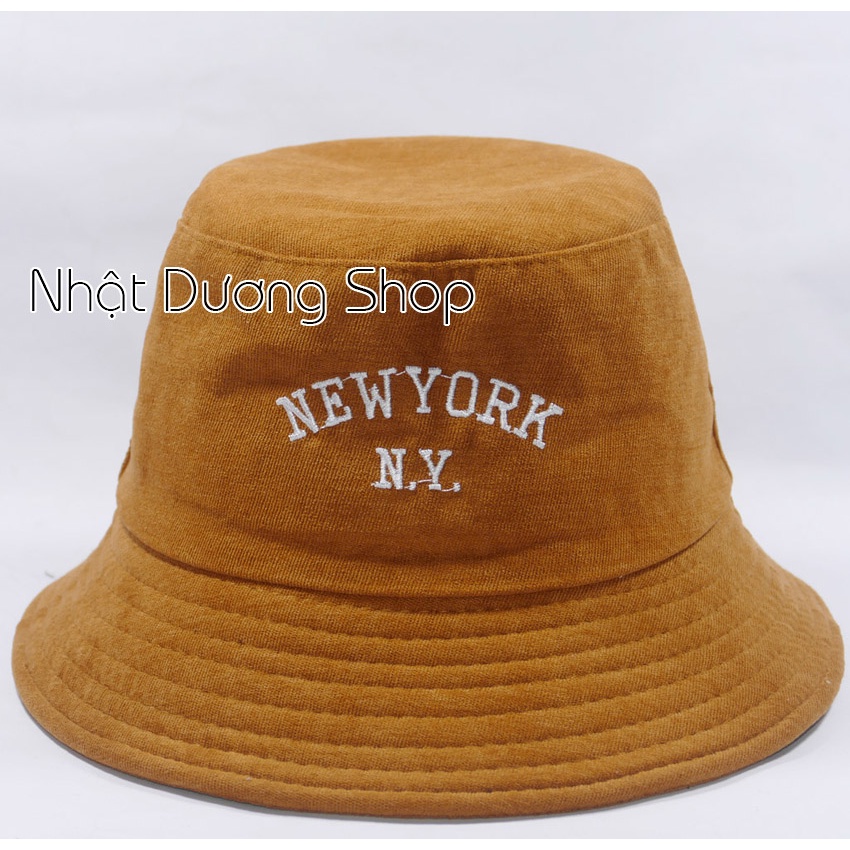 Mũ bucket vành cụp ❤️Nón tai bèo thêu chữ New yourk NY chất nhung cao cấp form unisex nam nữ 2022