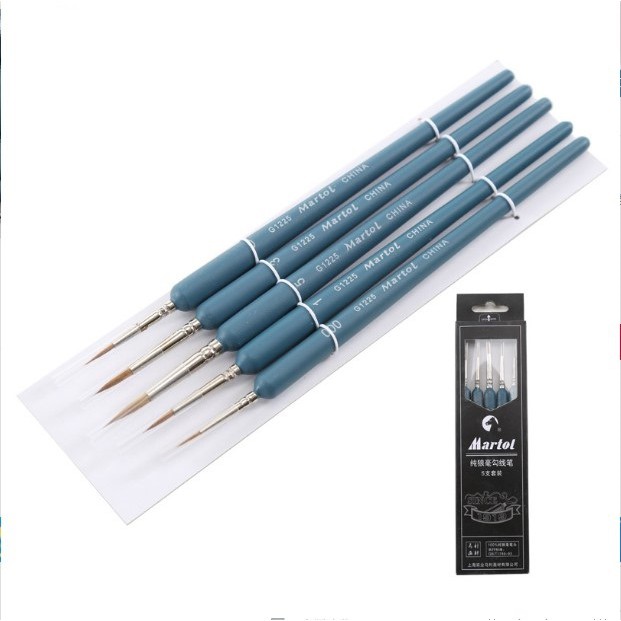 Cọ vẽ, cọ tỉa vẽ màu nước lông sói Martol g1225 Maries. Set 5 cây size 000-0-1-3-5 chuyên đi nét mảnh