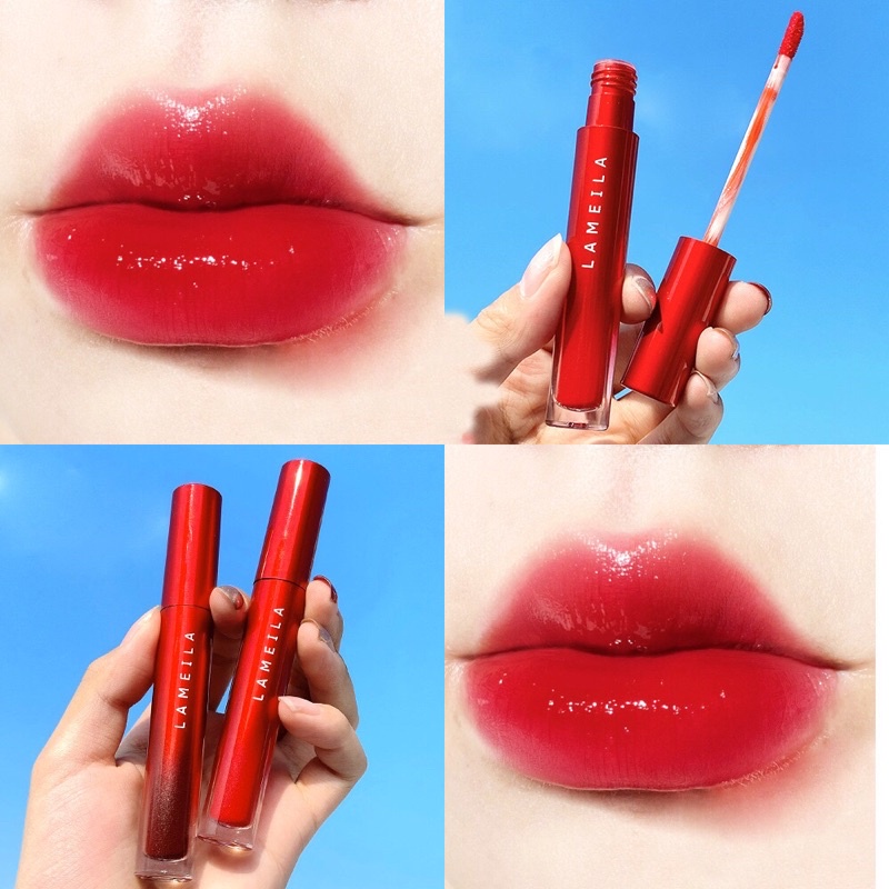 Son kem LAMEILA vỏ đỏ , son nô địa lên màu lì , mềm môi