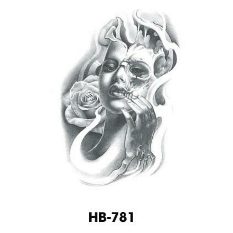 Tattoo dán 3D hình khuôn mặt bị phá vỡ HB 781