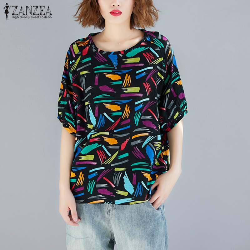 ZANZEA Áo Tay 3 / 4 Cổ Tròn Thời Trang Vintage Dành Cho Nữ