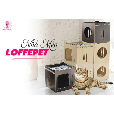 Nhà gỗ võng cửa vuông cho mèo Loffepet - 2 màu, 38 x 38 x 38 cm - 6972354870018