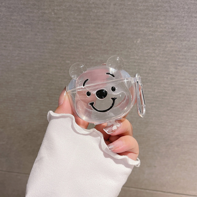 Vỏ Bảo Vệ Hộp Sạc Tai Nghe OPPO Enco Air 2 TWS Hình Gấu Hello Kitty 3D Trong Suốt Kèm Móc