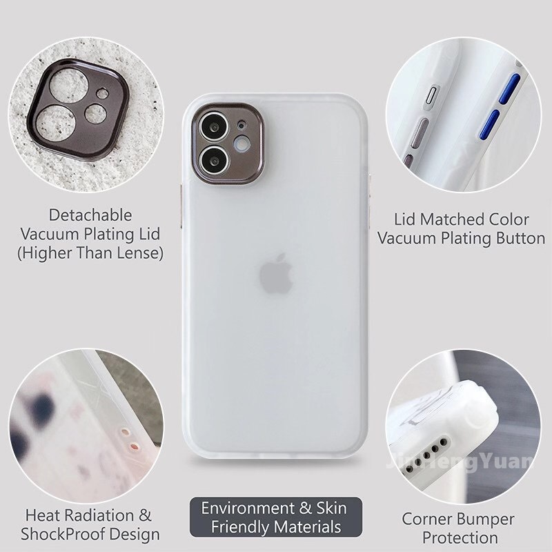 Ốp lưng iphone Vỏ Mờ Trong Suốt Acrylic Thân Thiện Với Da IPhone 12 11 Pro X XS Max Có Thể Tháo Rời Vỏ ống Kính Bao Gồm Tất Cả Các Loại Vỏ điện Thoại Di động 7 8 PLUS XR Vỏ Bảo Vệ 12mini Soft