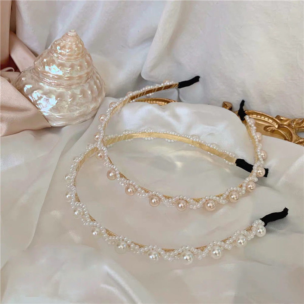 New Women Elegant Full Pearls Cross Hairbands Sweet Headband Hair Hoops Holder Ornament Head Band Fashion Hair Accessories