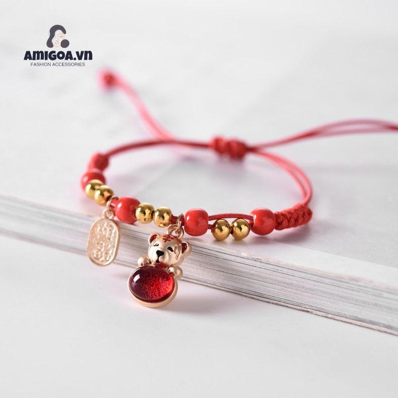 Vòng Tay Trang Sức Bằng Sứ Hình Hổ Nhỏ Phong Cách Giáng Sinh Mới 2022 Dành Cho Bạn Gái/ Học Sinh