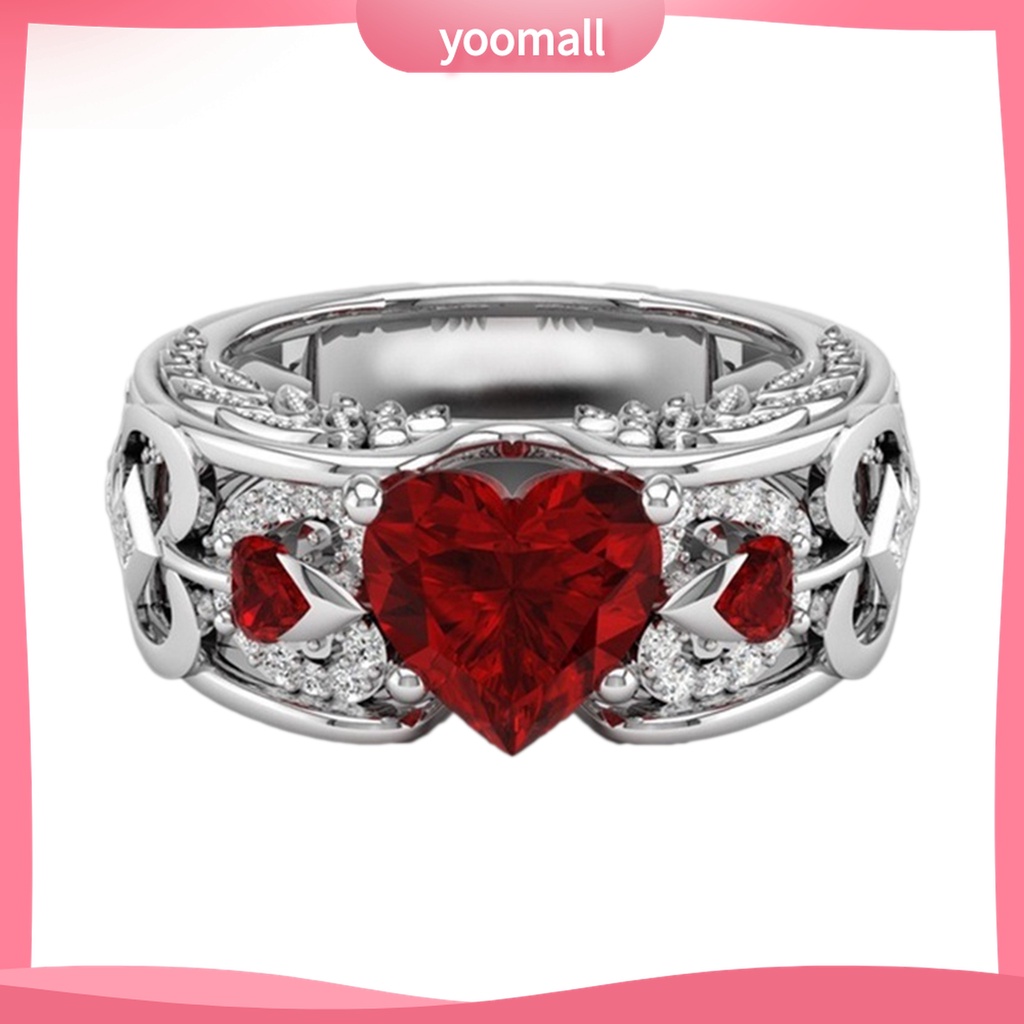 Yomall♡ Nhẫn Hợp Kim Hình Trái Tim Phong Cách Châu Âu Lãng Mạn Cho Nữ