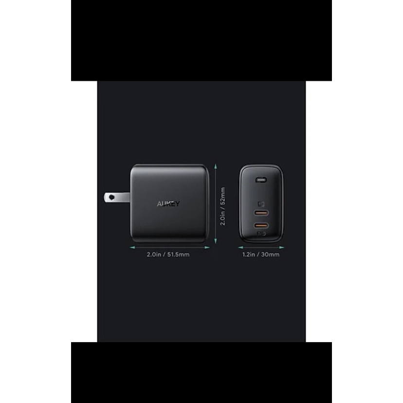 Cốc Sạc 2 Cổng USB Type-C 65W GaN Omnia Aukey Sạc Nhanh điện thoại, laptop *Tặng cáp sạc*