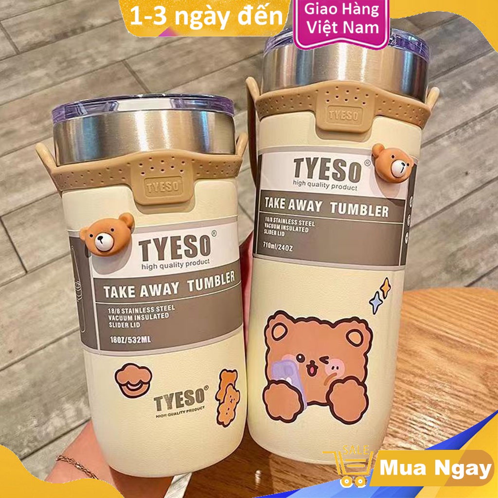 Ly Giữ Nhiệt Kèm Ống Hút 710ml Nắp Dạng Xoay Độc Đáo Sang Trọng, Có Quai Xách Dễ Mang Theo, Tặng Kèm Ống Hút Nhựa