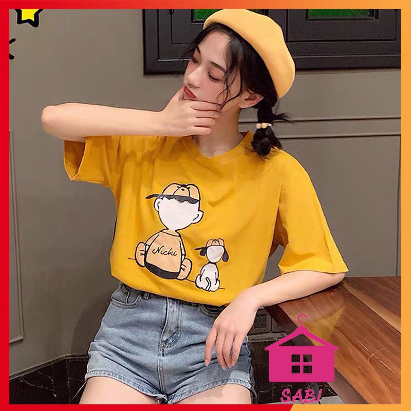 [Mã WARN10 giảm 10k đơn 99k] Áo thun tay lỡ form rộng unisex 100% COTTON - Áo phông nữ NICK SABI SHOP | BigBuy360 - bigbuy360.vn