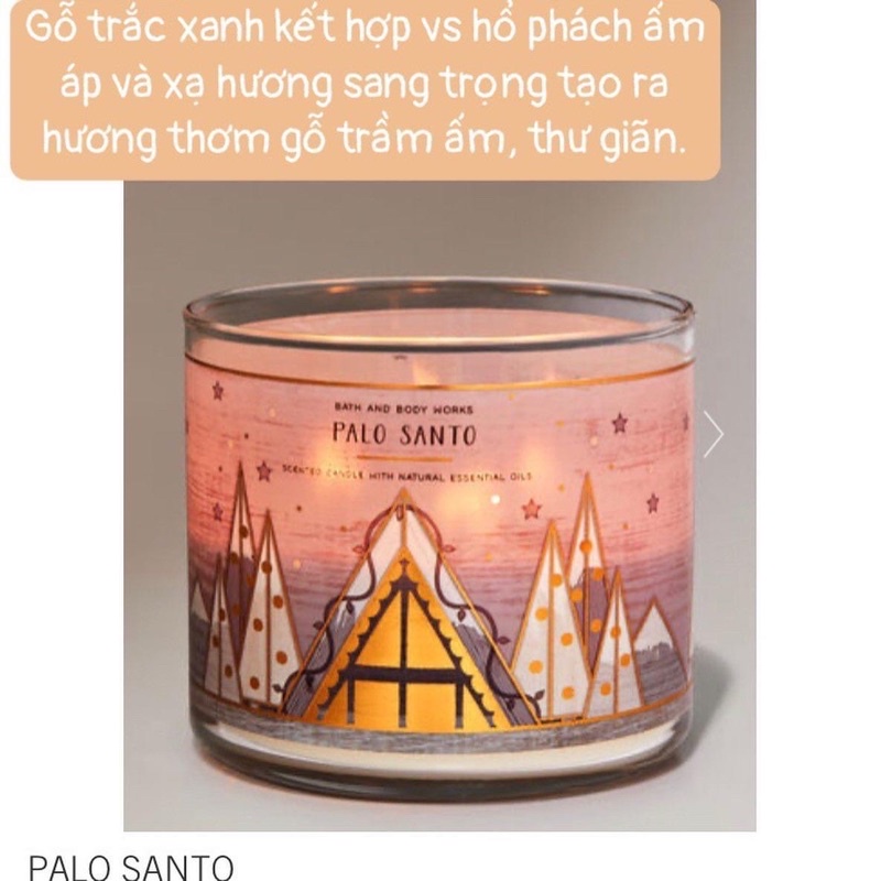 Nến thơm 3 bấc Palo santo Bath&bodyworks