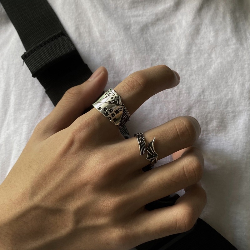 Nhẫn Đeo Tay Mạ Bạc Phong Cách Âu Mỹ Cá Tính Cho Nam