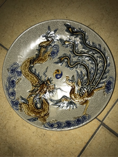 Mâm bồng men rạn Bát Tràng đường kính 24cm