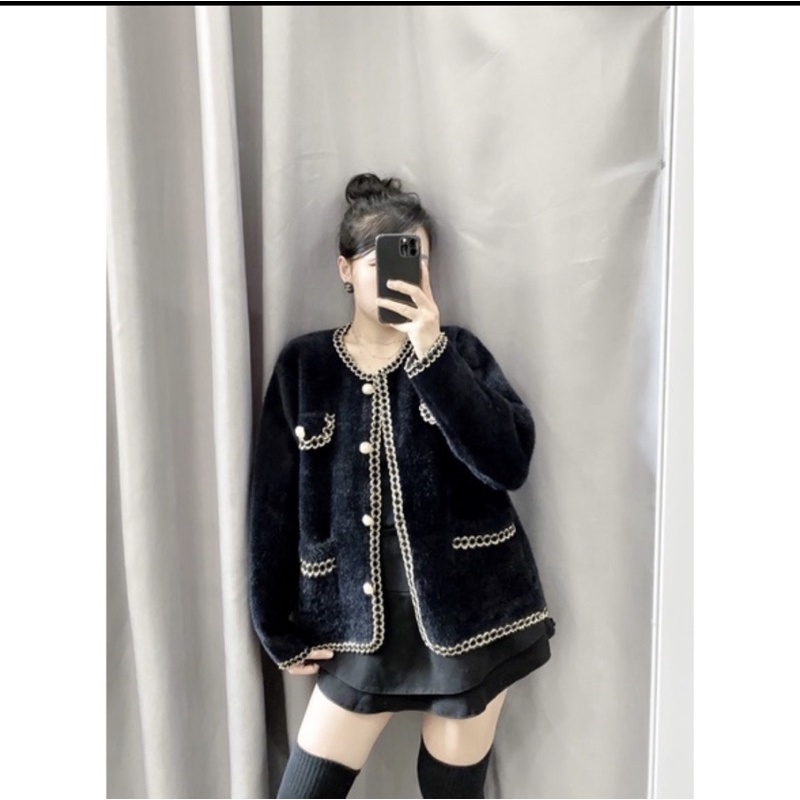 áo len lông thỏ viền dạ cổ tròn | BigBuy360 - bigbuy360.vn