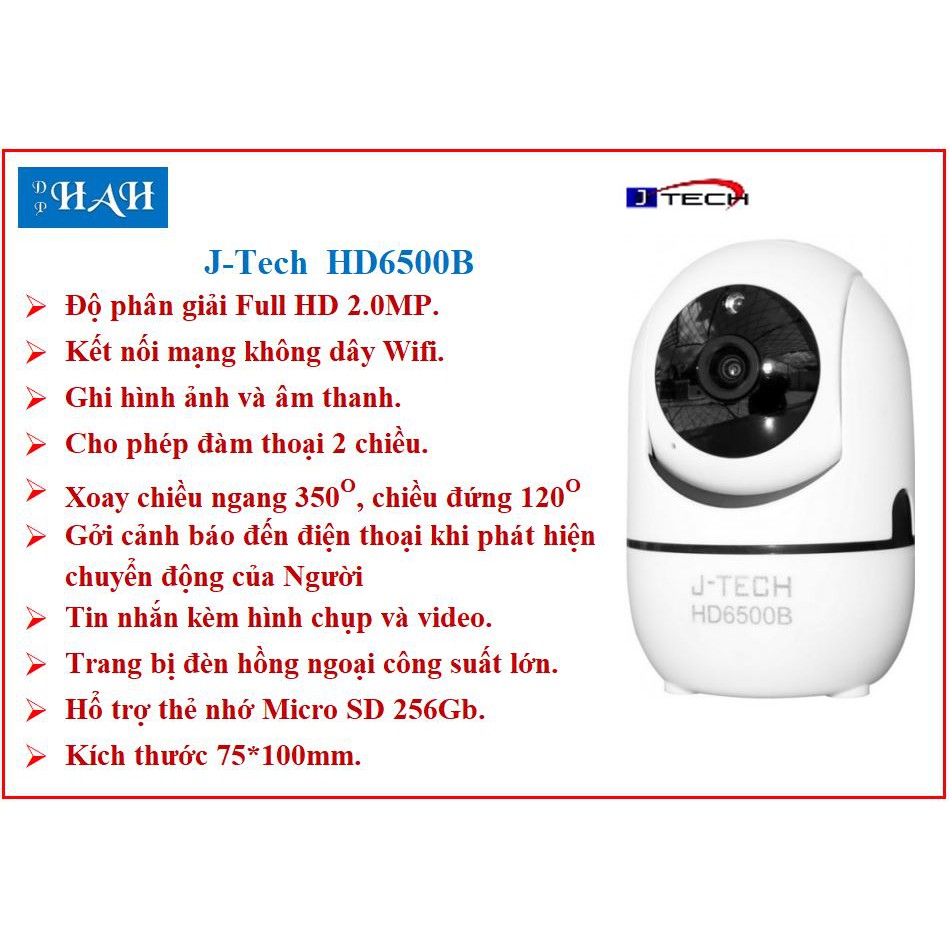 CAMERA WIFI XOAY J-Tech  HD6500B 2MP/H.265