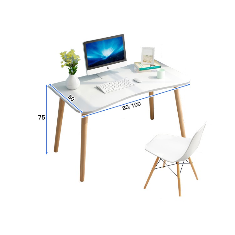 Bàn trơn uốn 4 chân bắc âu 80x50x75
