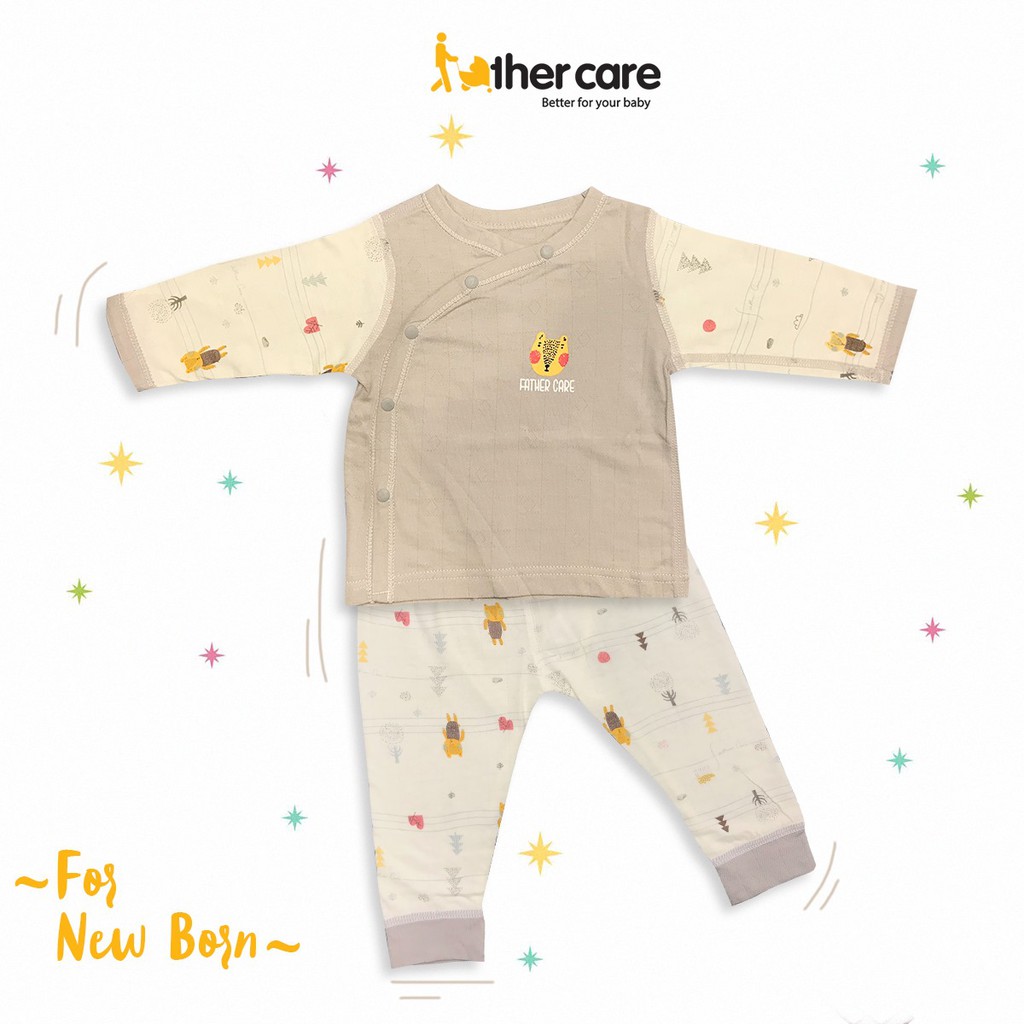 Bộ Quần Áo sơ sinh DT FatherCare Cài Lệch - Họa Tiết Báo (Trơn - Họa Tiết) FC771