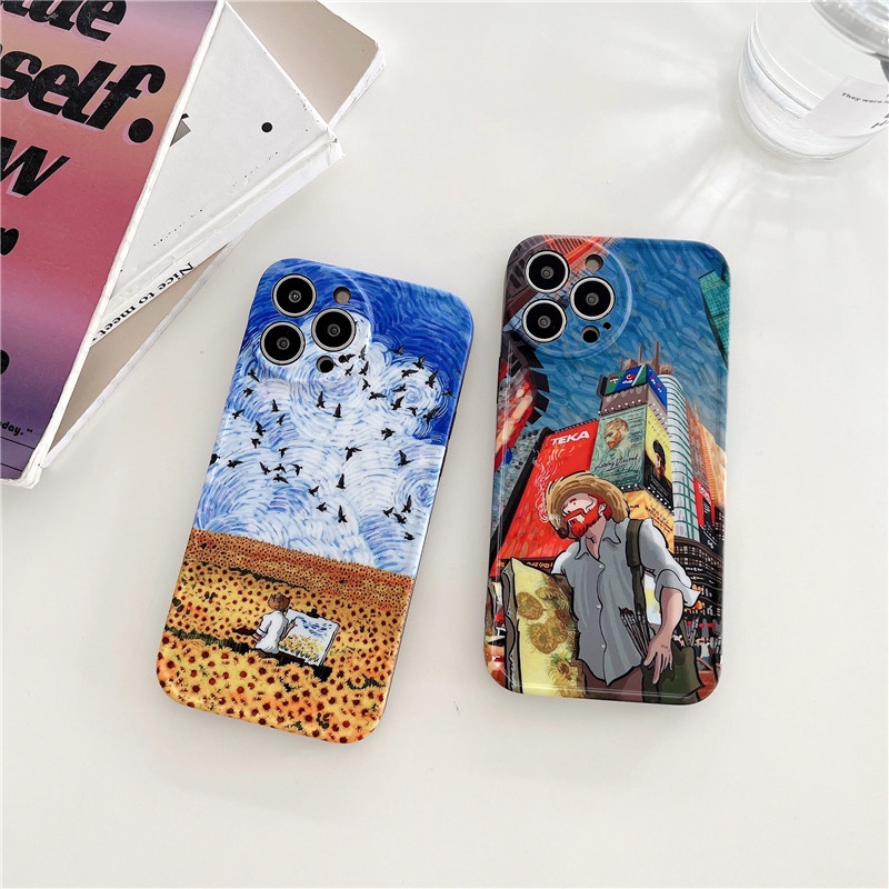 Ốp Điện Thoại IMD Mềm Họa Tiết Tranh Sơn Dầu van gogh Hoạt Hình Cho IPhone13 12 11 MAX X/XS XR XSMAX 7P/8P 7/8/SE2