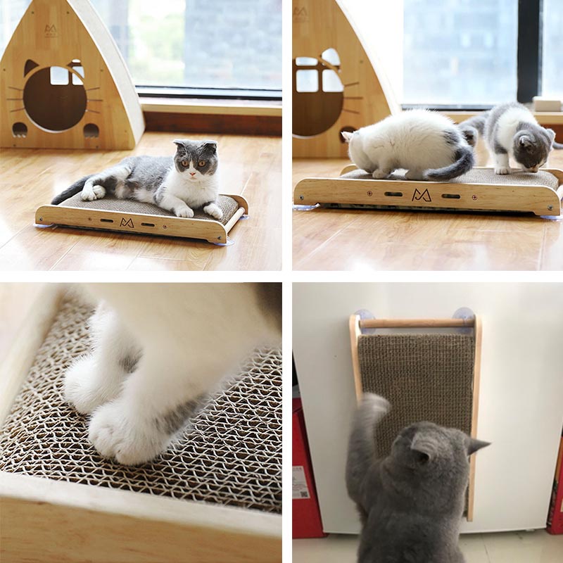 Thảm cào móng HamshMoc bằng gỗ có giác hút bền bỉ huấn luyện mèo cưng
