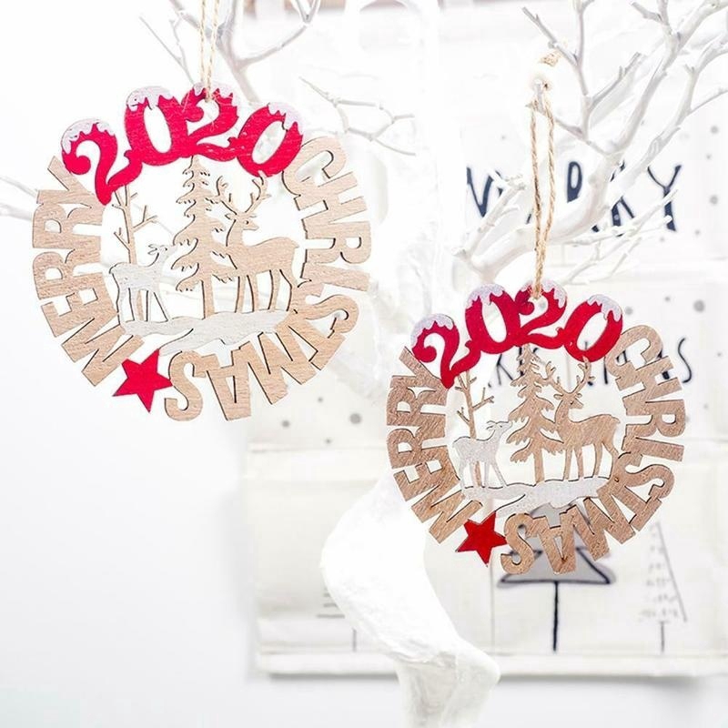 Set 2 phụ kiện treo trang trí giáng sinh bằng gỗ ván ép
