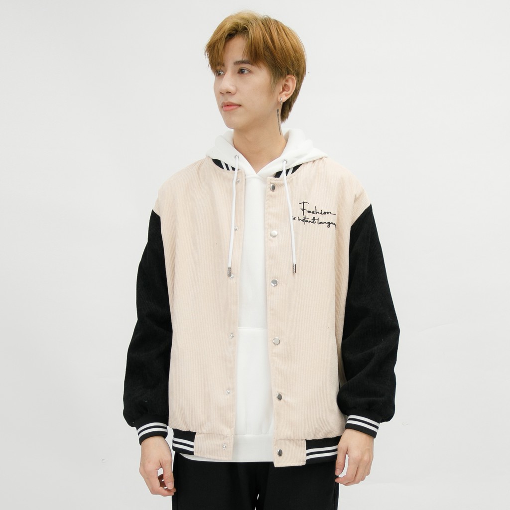 Áo Khoác Bomber Varsity Nhung Tăm Nam MANDO 2 Màu Form Rộng Basic Thể Thao Unisex Thời Trang Hàn Quốc NDN083