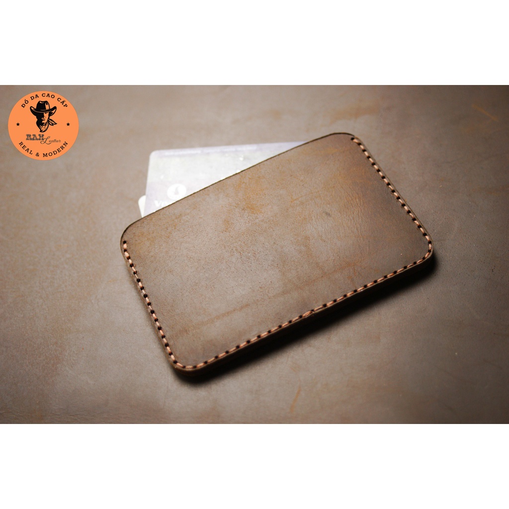 Ví Nam Card Mini Da Bò Sáp Ngựa Màu Nâu Đất - Ram Leather
