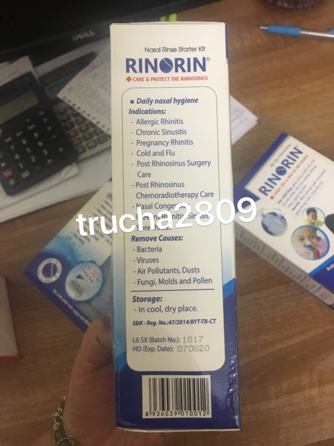 Bộ bình rửa mũi Rinorin kèm 10 gói muối