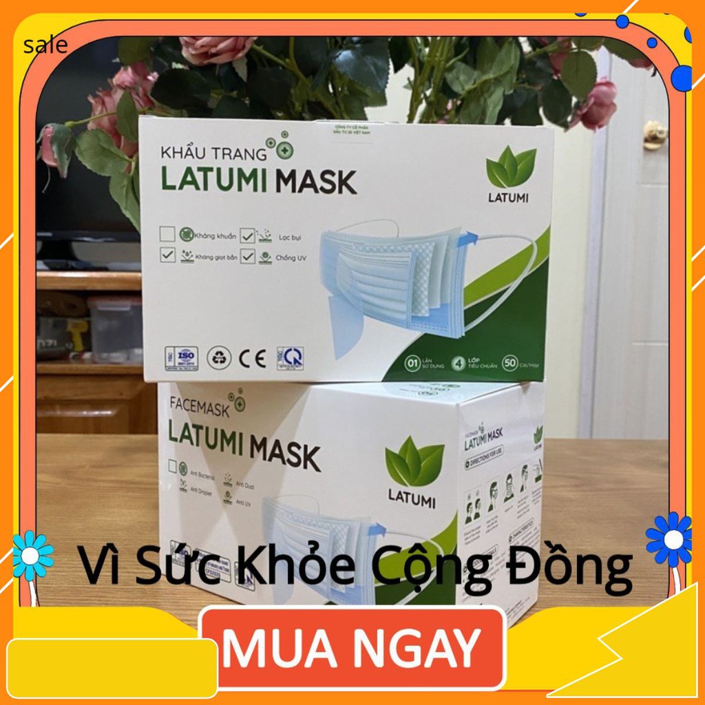 [COMBO 2 HỘP] Khẩu Trang Y Tế 4 Lớp Lọc Khuẩn 99% Cao Cấp LATUMI Phòng Chống Vi Khuẩn Qua Đường Hô Hấp leeseenn.shopp