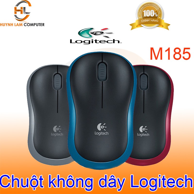 Chuột Logitech-Chuột không dây Logitech M185 tiết kiệm pin nhấn êm DGW phân phối