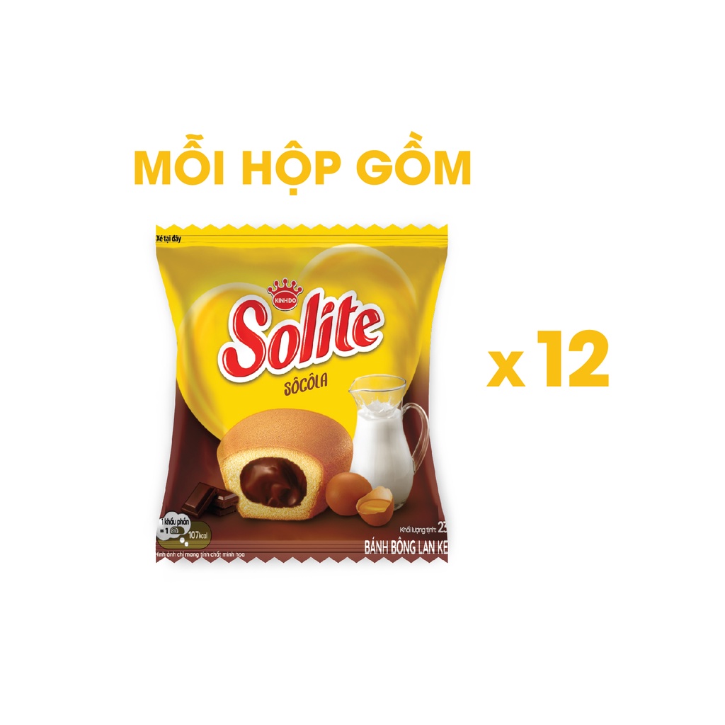 Combo 2 Hộp Bánh Bông Lan SOLITE Tròn Kem Vị Socola 2x276g