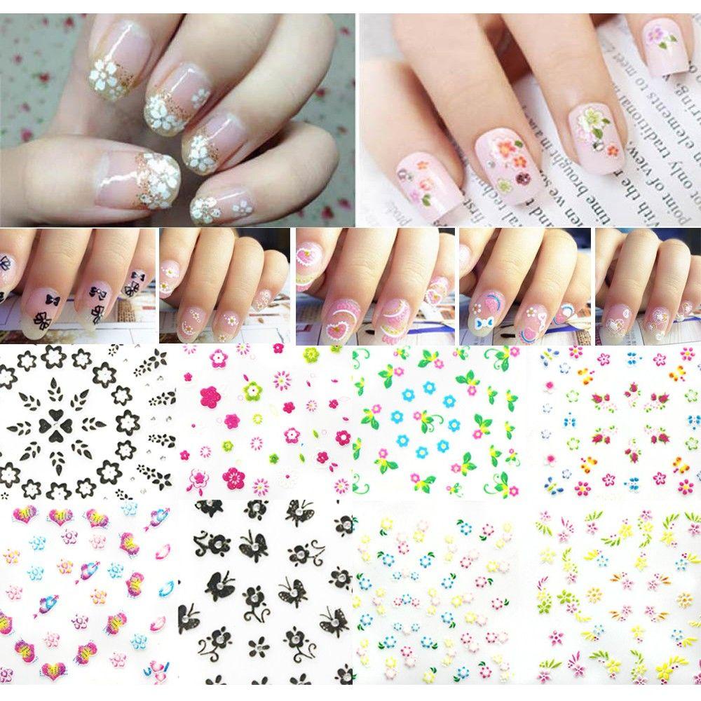[Hàng mới về] Set 10 tờ nhãn dán chuyển thiết kế móng 3D trang trí nail nghệ thuật màu ngẫu nhiên