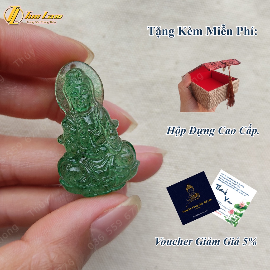 Mặt dây chuyền nữ mặt phật bà quan âm bồ tát dâu tây xanh hợp mệnh bình an may mắn - Tuệ Lâm
