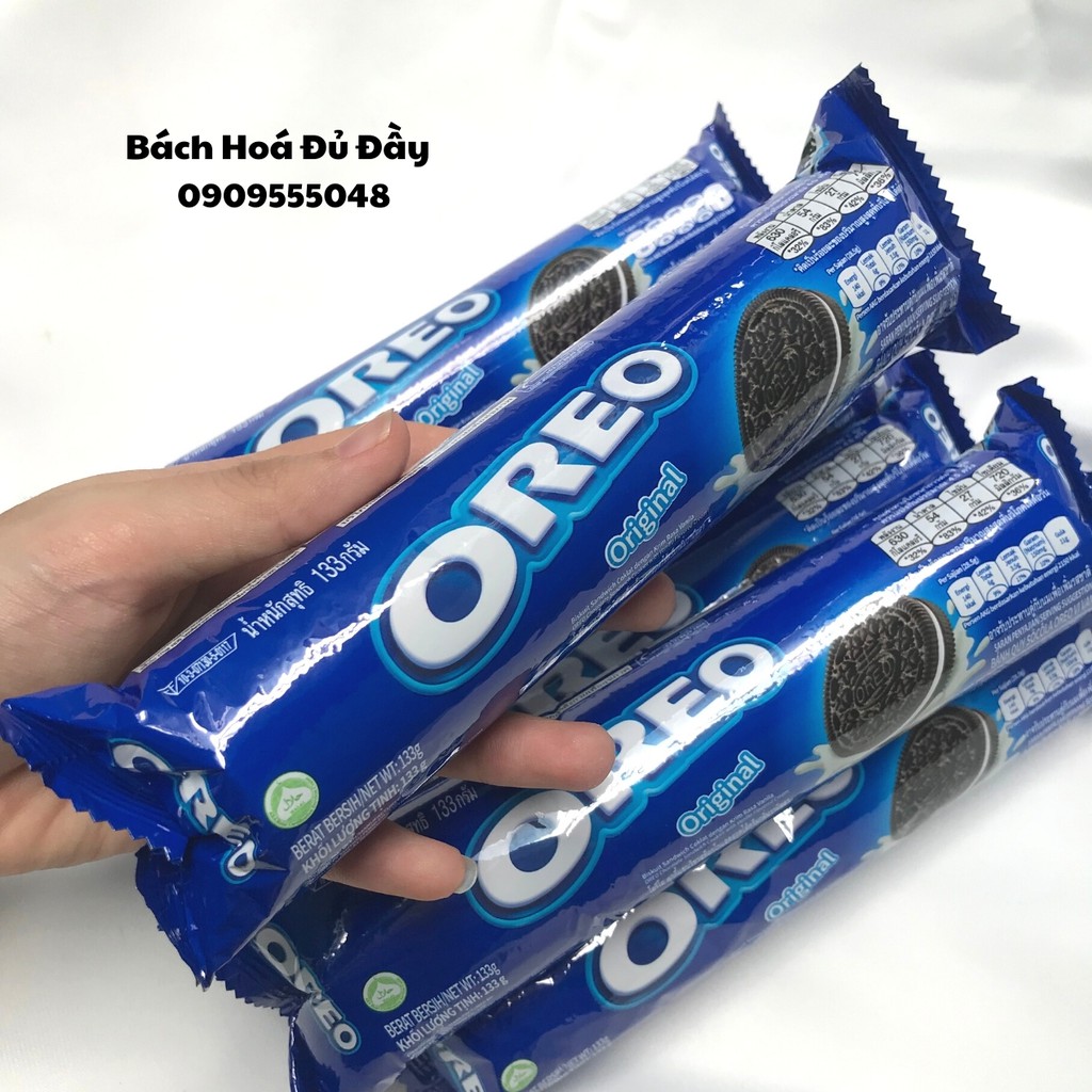 Bánh quy socola Oreo vị Vanilla gói 119,6g thơm ngon chuẩn vị