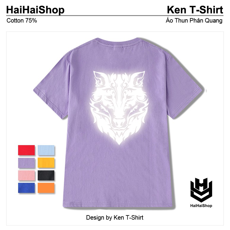 Áo Thun Phản Quang Chó Sói Hoa Văn Cotton 75%,Form Rộng Unisex,Nam Nữ Đẹp Ken T-Shirt. | BigBuy360 - bigbuy360.vn